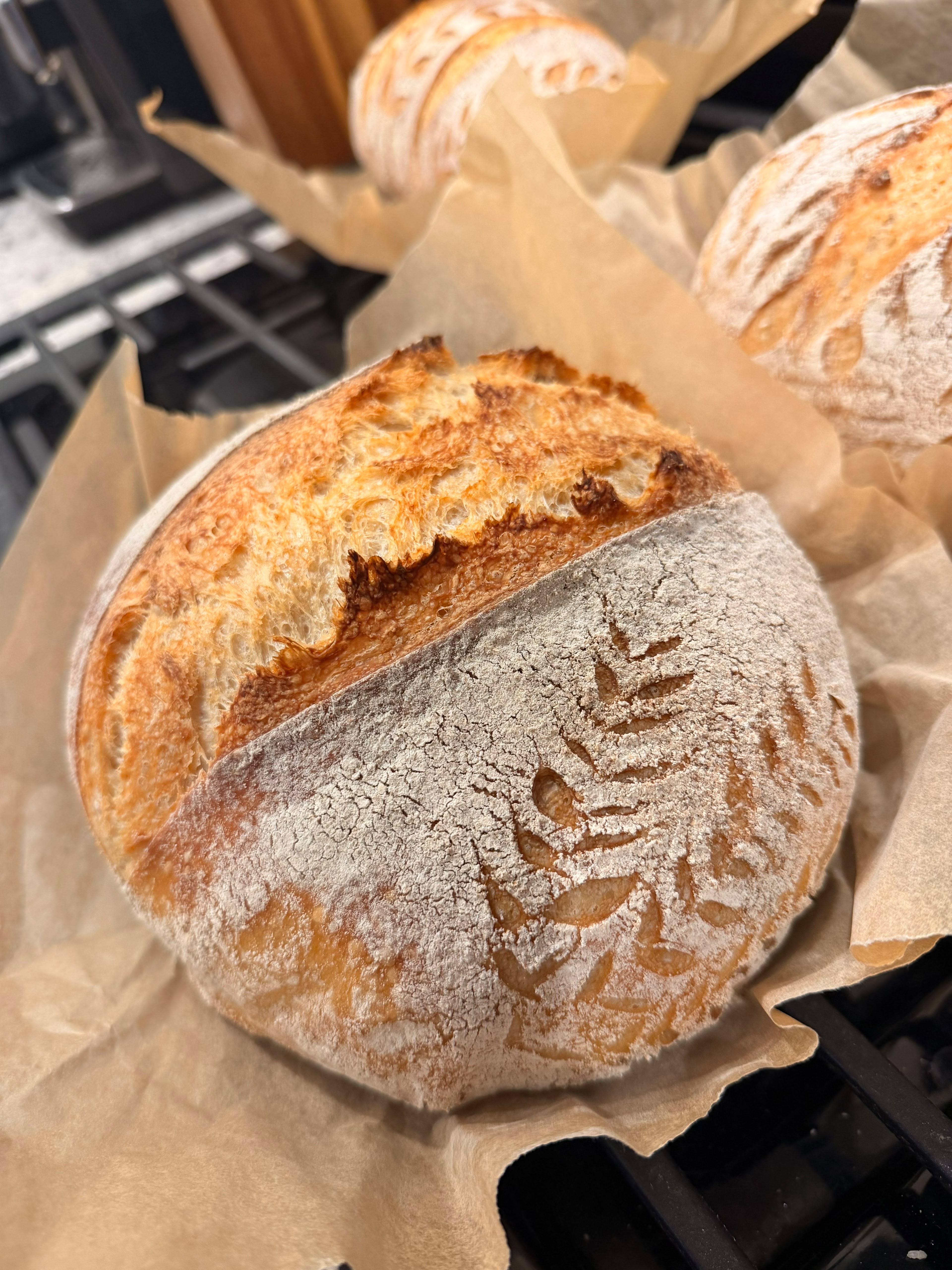 Fresh baked organic sourdough bread